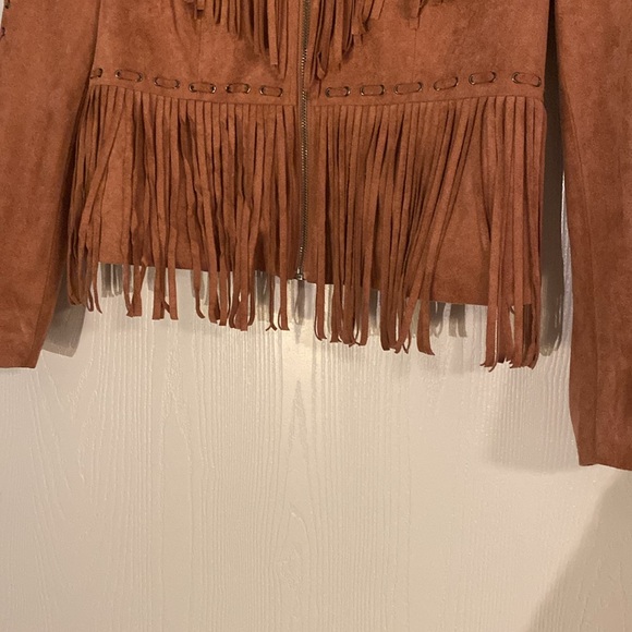 Blush Noir size Large pink suede jacket fringe zip up - Picture 5 of 7